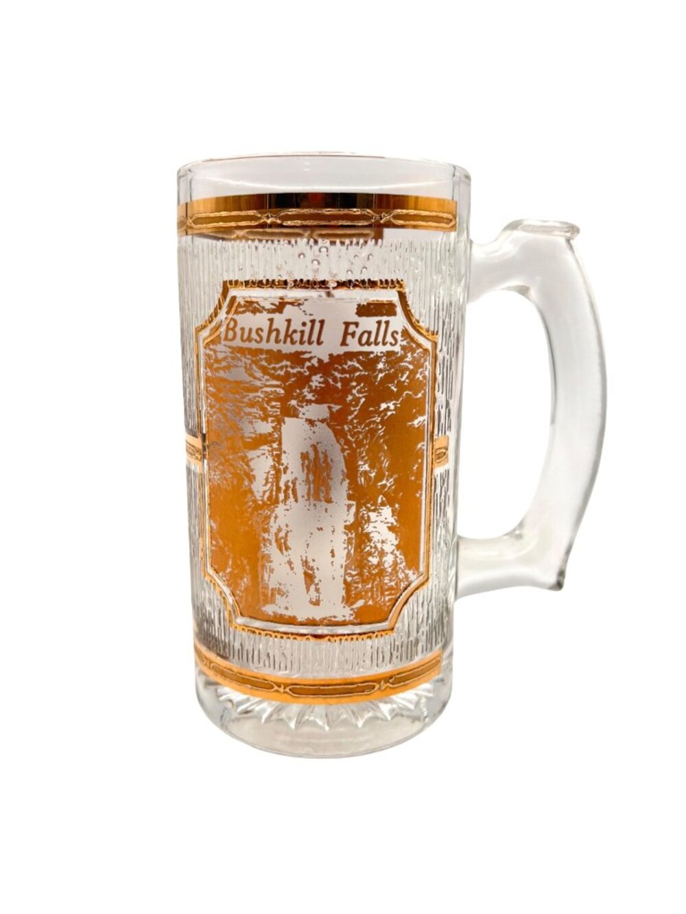 Vintage Culver Bushkill Falls PA Glass Beer Mug With Gold Accent Collectible